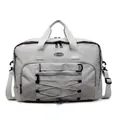 Durable large capacity techwear travel bag in light grey with multiple zipper compartments - Off White