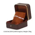 Edle braune PU-Leder-Schmuckschatulle mit Goldrand und abgerundeten Ecken für Armbänder. - Uhren- und Armbandbox / Kaffeebraun