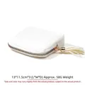 Elegantly textured white jewelry pouch with gold zipper and matching silk tassel - Textured / Single Layer (13x11.5x3cm) / Off White