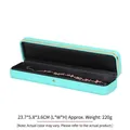 Eleganter tiffany-blauer PU-Leder-Schmuckkasten mit Goldrand und schwarzem Samt-Innenfutter - Lange Armbandbox / Tiffany-Blau