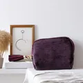 Elegant dark purple velvet jewelry storage pouch with zipper and large decorative tassel. - Textured / Single Layer (13x11.5x3cm) / Taro Purple