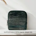 Elegant dark green glitter jewelry storage pouch featuring a secure gold zipper closure - Glitter Finish / Single Layer (12.5x12.5x3cm) / Glitter Vine Green