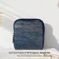 Compact blue square jewelry storage bag with elegant gold glitter finish and secure zipper - Glitter Finish / Single Layer (12.5x12.5x3cm) / Blue