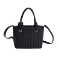 Elegante schwarze gewebte Beuteltasche mit Griffen und verstellbarem Schulterriemen - Einzelne Tasche (Ohne Anhänger) / Schwarz