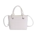 Elegante cremefarbene gewebte Beuteltasche mit Knotengriffen und Riemen. - Einzelne Tasche (Ohne Anhänger) / Weiß