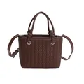 Braune geflochtene Eimertasche mit Tragegriffen und verstellbarem Schultergurt - Einzelne Tasche (Ohne Anhänger) / Kaffeebraun