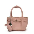 Sac seau élégant en cuir rose avec motif litchi, poignée et bandoulière réglable - Style de base / Rose