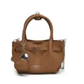 Sac seau élégant en cuir marron à motif litchi avec breloque cœur pour femme - Style de base / Marron