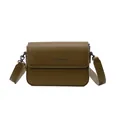 Detailed front view of a retro olive green textured simple square crossbody bag for women - Vintage Minimalist Small Square Bag / Green