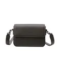 Detailed view of a retro dark brown small square crossbody bag for women with flap - Vintage Minimalist Small Square Bag / Gray