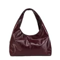 Sac à bandoulière hobo vintage bordeaux en similicuir de grande capacité - Bordeaux
