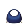 Eleganter dunkelblauer Acryl-Clutch-Beutel mit rundem Griff und goldener Kettenriemen - Blau