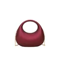 Moderne burgunderrote Acryl-Clutch mit Hohlgriff und goldener Kettenriemen für Damen - Lila