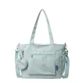 Light blue large capacity canvas tote bag with crossbody strap and small round purse - Blue
