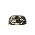 Vintage marble pattern evening clutch bag featuring a gold round handle and chain strap - Black