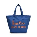 Bolso de viaje azul de gran capacidad con diseño de letras hello en color naranja - Azul