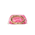 Elegant pink marble pattern evening clutch with vintage gold C-shaped metal handle - Rose Pink