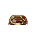 Luxury vintage amber resin mini evening clutch with gold C-shaped handle and metal chain strap - Brown