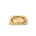 Elegant amber marble pattern clutch bag with bold golden C-shaped handle - Khaki