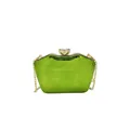 Vibrant green acrylic evening clutch bag with crystal clasp and elegant gold chain strap - Green