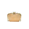 Rose gold acrylic evening clutch bag with diamond clasp and chain strap - Gold