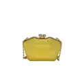 Luxury gold acrylic clutch bag with jewel clasp and elegant gold chain strap - Yellow