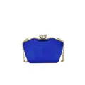 Elegant royal blue acrylic clutch bag featuring a gold chain strap for stylish evening wear - Blue
