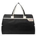 Große wasserfeste Reisetasche in Schwarz und Beige mit SPORT-Aufdruck für Fitness. - Schwarz