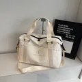 Grande borsa fitness beige alla moda con logo AORANSHE e tracolla regolabile - Bianco avorio