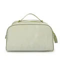 Front view of mint green cosmetic bag with marble texture and gold zipper detail - Green