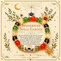 Detail view of Halloween spiderweb spell garden charm bracelet with crystal beads - Spider Style (With Card)