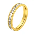 Sparkling full eternity zircon ring in gold-plated titanium steel for luxury wedding - Size 6 / Gold Single Row Zirconia