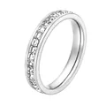 Elegant silver titanium steel eternity ring set with square cubic zirconia stones - Size 6 / Silver Single Row Zirconia Ring