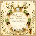 Detail of Halloween ghost bracelet with green and brown crystal beads and gold charm. - White Ghost Style (With Card)