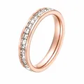 Elegant rose gold plated eternity ring set with sparkling square-cut cubic zirconia stones. - Size 6 / Rose Gold Single Row Zirconia Ring