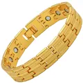 Retro breites goldenes Magnetarmband mit doppellinigen Gliedern für Gesundheitstherapie - Doppellinie Stil / Gold