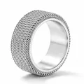 Stainless steel mesh spinner ring for anxiety relief, silver finish, 8mm band width - Size 6 / Rotatable Mesh Style / 8mm / Silver