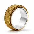 Modern rotatable stainless steel mesh spinner ring in gold and silver contrast finish - Size 6 / Rotatable Mesh Style / 8mm / Gold and Silver