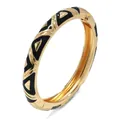 Brazalete geométrico retro de esmalte en oro y negro, joyería de estilo vintage mujer - Estilo de Triángulo Geométrico (Negro 13SZ-H) / Negro