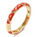 Elegante brazalete geométrico dorado vintage con motivos de esmalte rojo vivo - Estilo de Triángulo Geométrico (13SZ-HO) / Rojo