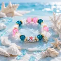 Mythical Ocean DIY bead bracelet with pink and blue crackle beads and starfish charm - Starfish / Gift Box