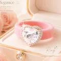 Elegante roze siliconen ring met hartvormige zirkonia in een juwelendoosje - Maat 6 / Hart Volledige Zirkonia Stijl / Roze