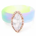 Elegante siliconen ring met witte marquise geslepen zirkoon en pastelkleurige band - Maat 6 / Marquise Stijl / Blauw Groen Verloop