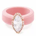 Eleganter rosa Silikonring mit großem Zirkon im Marquise-Schliff und Roségold-Fassung - Größe 6 / Marquise Style / Rosa