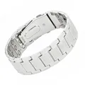 Silver magnetic therapy bracelet with intricate floral patterns and watch clasp closure - Large Three-Row Floral / Silver
