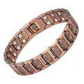 Magnettherapie-Armband aus antikem Kupfer mit Uhrenverschluss - Geometrisches Muster-Stil (LXHW) / Länge 23 cm x Breite 1,5 cm / Antikes Rotkupfer