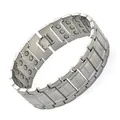 Silbernes, breites Gliederarmband für Magnettherapie für Herren, abnehmbare Segmente - SPFK-Stil / 21 cm x 2,1 cm / Silber