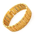 Hochwertiges goldfarbenes magnetisches Gliederarmband für Herren im Vintage-Stil - SPFK-Stil / 21 cm x 2,1 cm / Gold