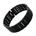 Vintage Herren Magnetarmband in Schwarz mit breiten Gliedern in spezieller Brotform - SPFK-Stil / 21 cm x 2,1 cm / Schwarz