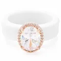 Elegante witte siliconen ring met ovale zirkonia in roségouden zetting - Maat 6 / Ovaal Ontwerp / Wit